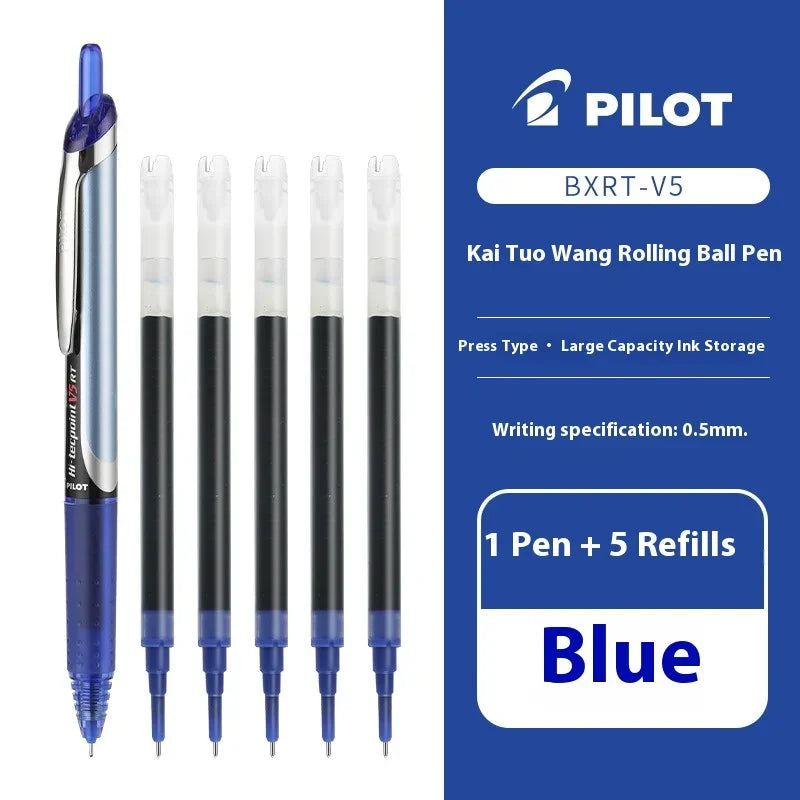 Japanese Pilot Gel Pen, BXRT-V5 0.5mm Metal Needle Tip Black Red Blue Ink,Premium Smooth&Precise for Signing,Exams,Journaling