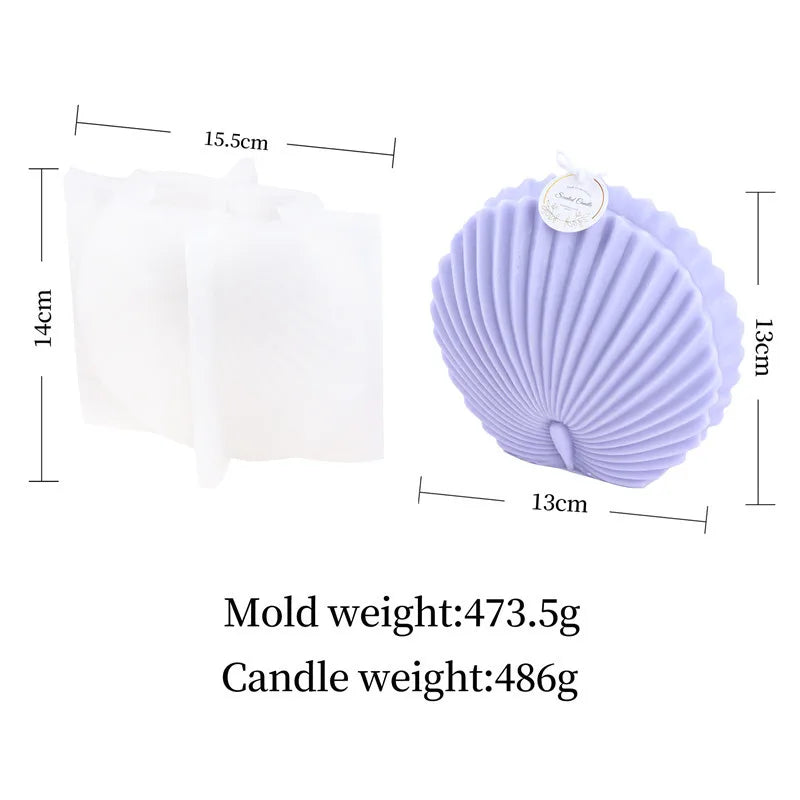 Large Geometric 3D Folding Fan Silicone Candle Mold Striped Origami Scallop Drip Glue Aromatherapy Soap Plaster Ice Cube Mould