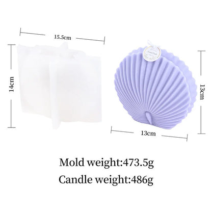 Large Geometric 3D Folding Fan Silicone Candle Mold Striped Origami Scallop Drip Glue Aromatherapy Soap Plaster Ice Cube Mould