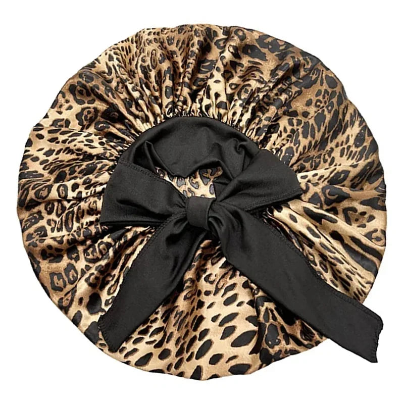 Women Satin Widened Sleep Hat Night Sleep Cap with Long Streamer Hair Care Bonnet Nightcap Elastic Cap De Nuit Shower Turban