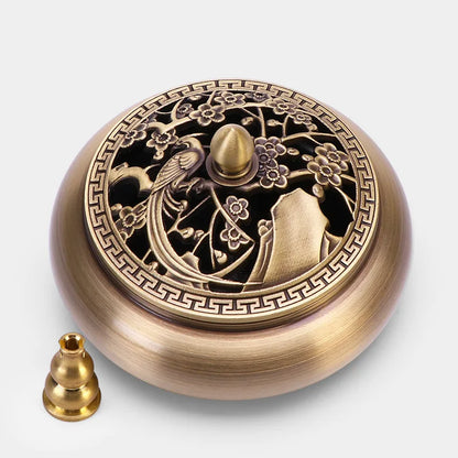 Incense Furnace Pure Copper Household Indoor Sandalwood Antique Pan Incense Furnace Soothes The God Incense Furnace