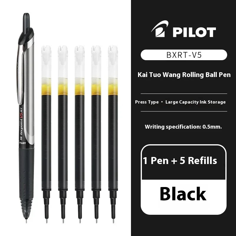 Japanese Pilot Gel Pen, BXRT-V5 0.5mm Metal Needle Tip Black Red Blue Ink,Premium Smooth&Precise for Signing,Exams,Journaling