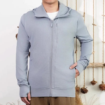 Men's Outdoor Merino Wool Quick-Drying Windproof Soft-Shell Hiking Jacket