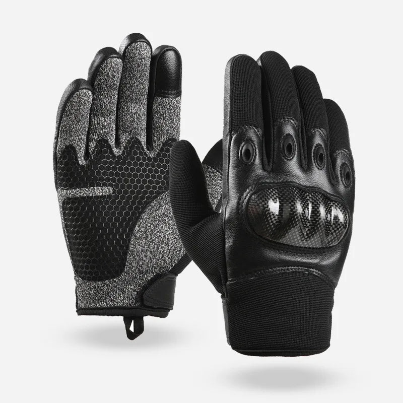 Full finger and half finger tactical gloves, touch screen anti cutting and anti stabbing, made of carbon fiber and leather mater