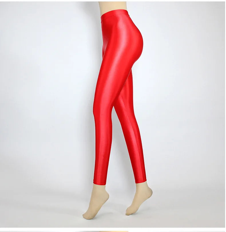 Plus Size Glossiness Pants Women Sexy Glossy Shiny Leggings High Waist Sport Fitness Yoga Pants Tights Leggings High Elastic