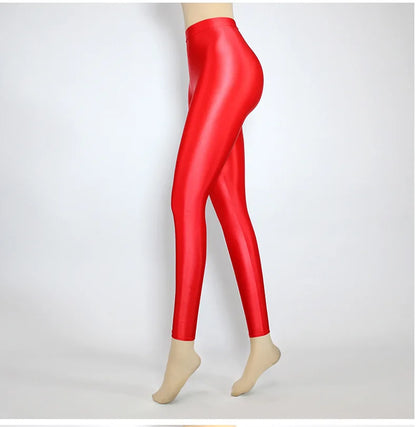 Plus Size Glossiness Pants Women Sexy Glossy Shiny Leggings High Waist Sport Fitness Yoga Pants Tights Leggings High Elastic