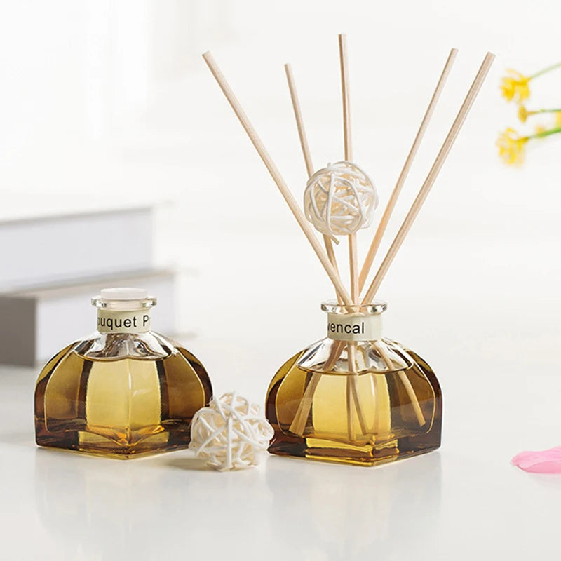 50ml Reed Diffuser Sets Jasmine Lavender Fireless Rattan Aromatherapy Rose Essential Oil with Fragrant Expanding Stick Suit