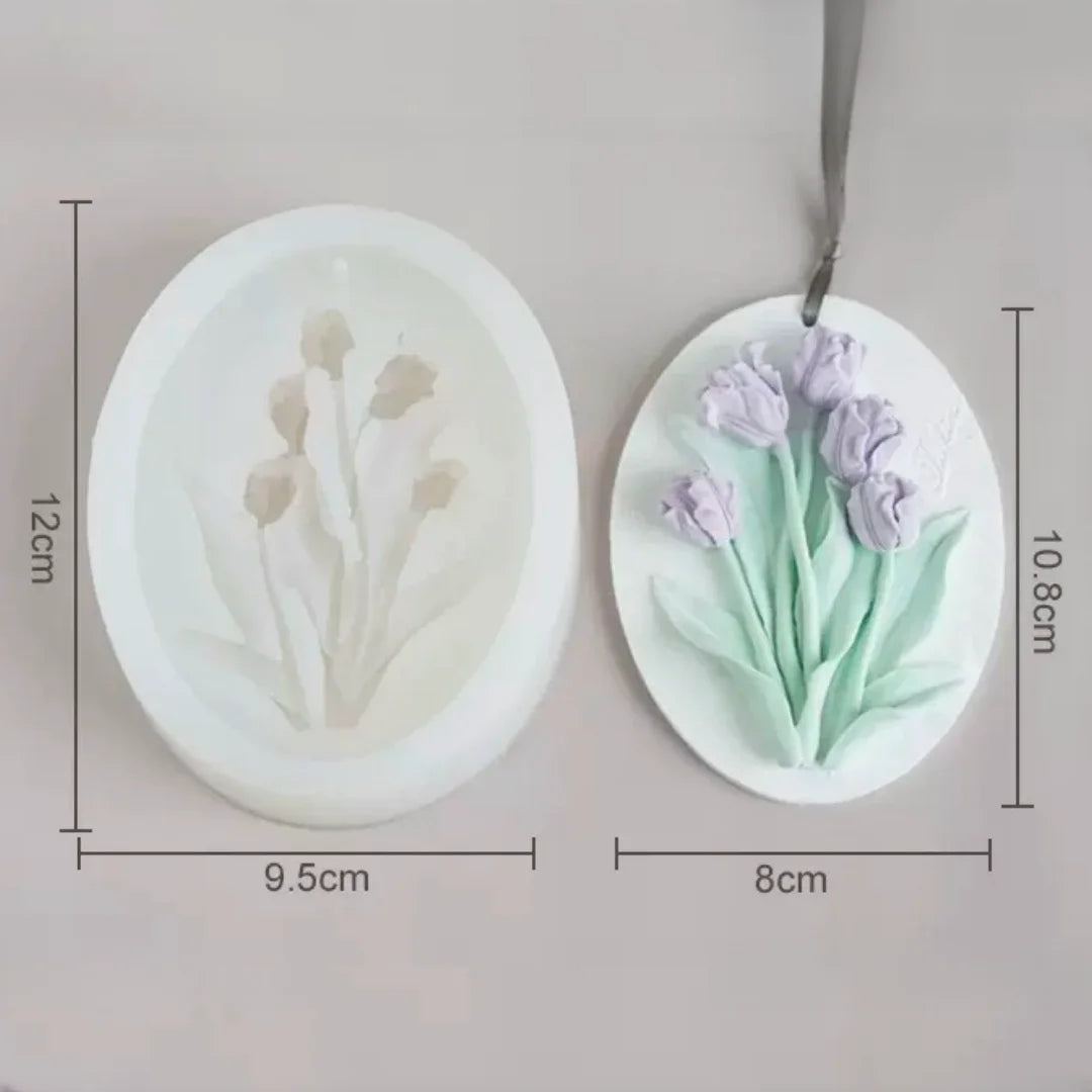 Flower Listing Aromatherapy Gypsum Mold DIY Car Mounted Wardrobe Wax Sheet Plaster Craft Silicone Mould