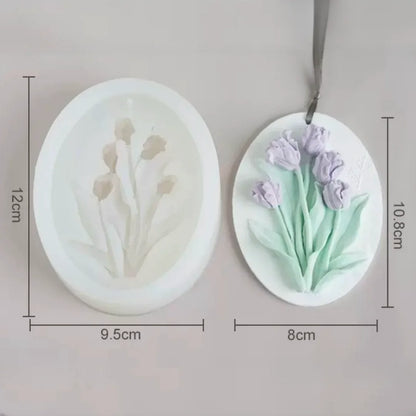 Flower Listing Aromatherapy Gypsum Mold DIY Car Mounted Wardrobe Wax Sheet Plaster Craft Silicone Mould