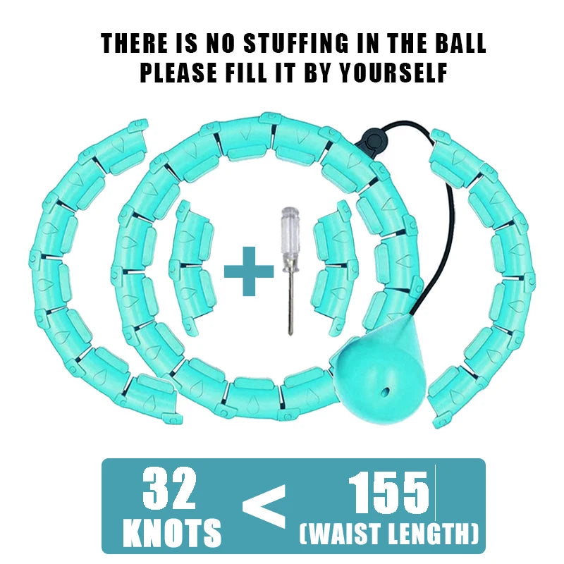 Weighted Fitness Hoop for Adults & Kids Detachable Knots Abdomen Weight Loss 2 in 1 Abdomen Fitness Weight Loss Massage