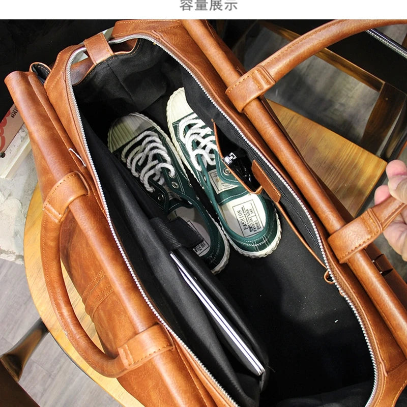 Retro Fashion Men's Handbags Travel Totes Crossbody Bag Large Capacity Luggage Bags Men Luxury Design Handbags Fitness Bag Male
