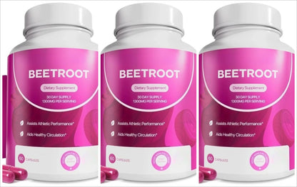 Organic Beet Root Capsules 1300mg Natural Beetroot Powder Supplement for Circulation Energy Support 60 Capsules