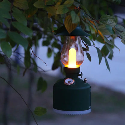 Wireless Air Humidifier Camping Lamp Aromatherapy Diffuser with LED Light USB Chargeable Retro Kerosene Lamp Mist Maker for Home