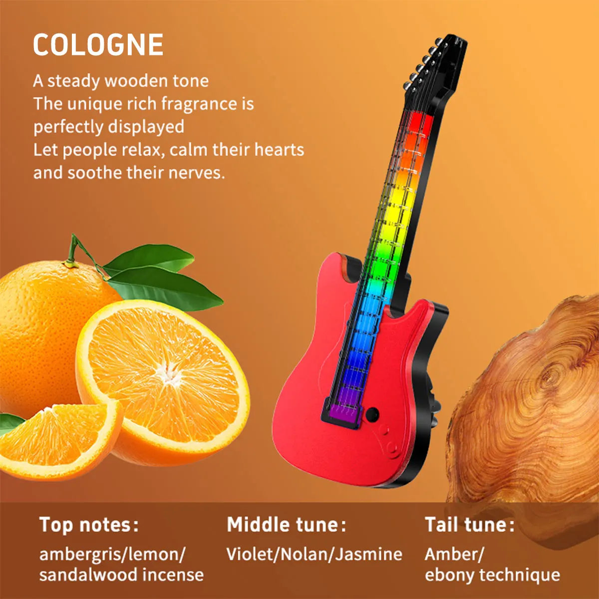 Creative Car Air Outlet Aromatherapy Guitar Pendant with Voice controlled Music Atmosphere Light Car perfume Decoration Cologne