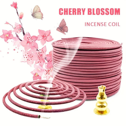 Sakura-Flavored High-Quality Classic Spiral Incense, 6.3cm Diameter Pure Handmade Incense, Traditional Craftsmanship, Natural and Rich Fragrance, Long-Lasting Scent, Portable Packaging, Convenient for Carrying, Suitable for H