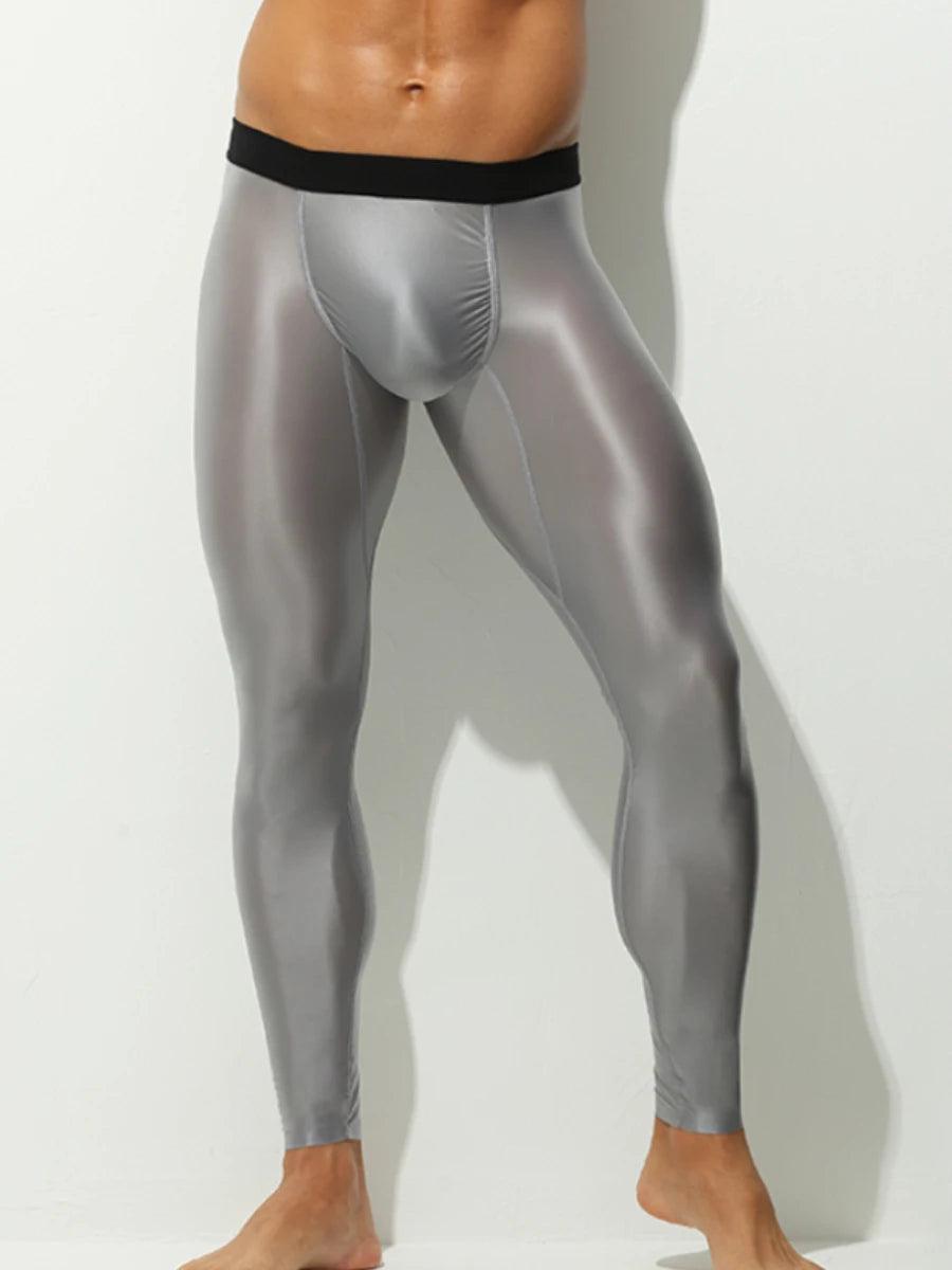 Glossy Men's Tight Fitness Running Sweatpants Leggings Plus Size Training Joggers Sweat Trousers