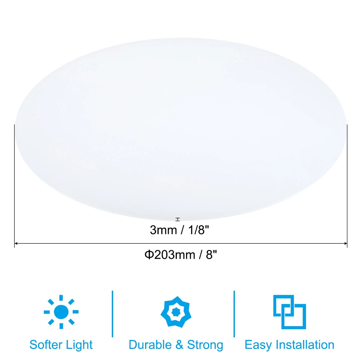 Lampshade Diffuser 190-406mm Dia. Round Frosted Milky White Acrylic Diffuser for Drum Lampshades Pendants Light DIY Light Shield