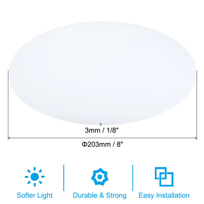 Lampshade Diffuser 190-406mm Dia. Round Frosted Milky White Acrylic Diffuser for Drum Lampshades Pendants Light DIY Light Shield