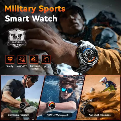 2026 New  Outdoor Adventure 1000mAh Large Battery  1.85"Smart Watch 10ATM Waterproof Voice Call Sports Men GPS Fitness Bracelet