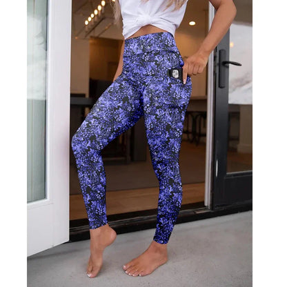 LETSFIND New Arrival Women Pockert Elastic Pants Fashion High Waist 3D Digital Printing Stretch Fitness Sexy Girls Leggings