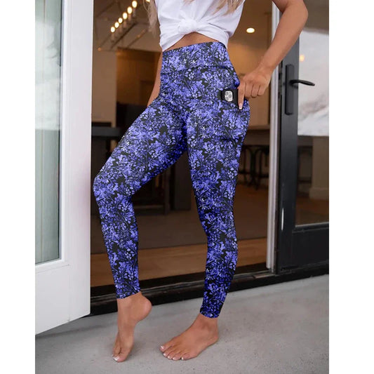 LETSFIND New Arrival Women Pockert Elastic Pants Fashion High Waist 3D Digital Printing Stretch Fitness Sexy Girls Leggings