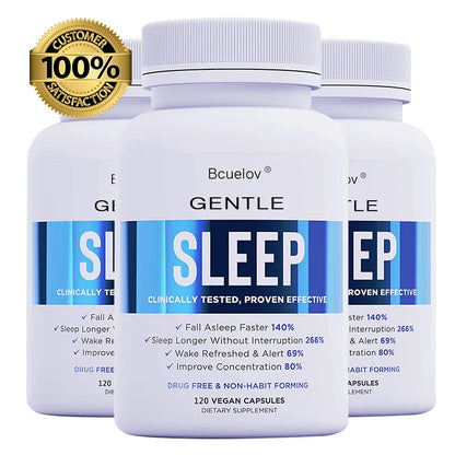 Bcuelov Natural Sleep Support Capsules - Non-Habit-Forming, Melatonin + GABA + Ashwagandha for Deeper Sleep & Relaxation
