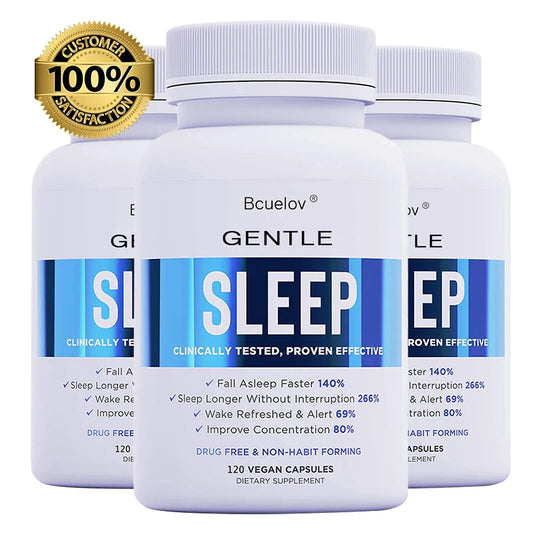 Bcuelov Natural Sleep Support Capsules - Non-Habit-Forming, Melatonin + GABA + Ashwagandha for Deeper Sleep & Relaxation