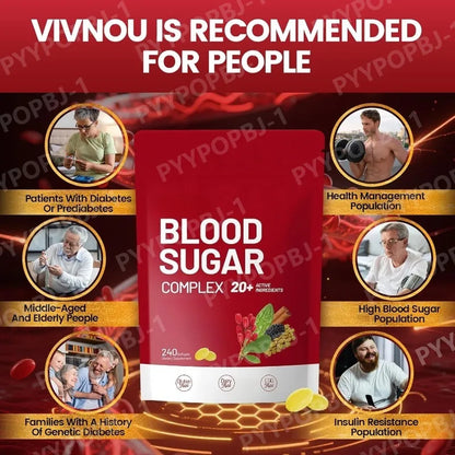 Blood Sugar Complex Supplement Advanced Formula with 20 Herbs and Vitamins Daily Health Support 240 Softgels Per Bag Vegan