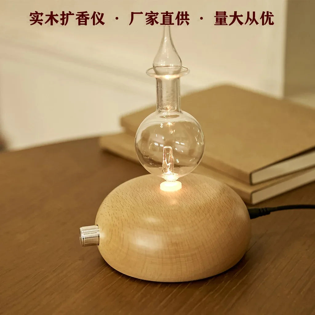 Waterless Essential Oils Diffuser Aromatherapy Fragrance Diffuser Without Water Wooden Glass Aroma Nebulizer Vaporizer for Home