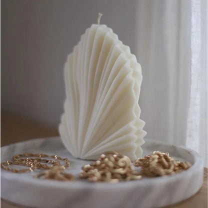 Large Geometric 3D Folding Fan Silicone Candle Mold Striped Origami Scallop Drip Glue Aromatherapy Soap Plaster Ice Cube Mould