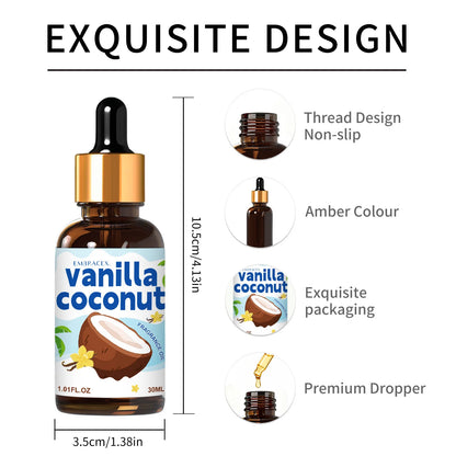 30ml Vanilla coconut Essential Oil For Diffusers, Car Air Freshener Oil  DIY Projects,candle making Long Lasting Scent，Gifts