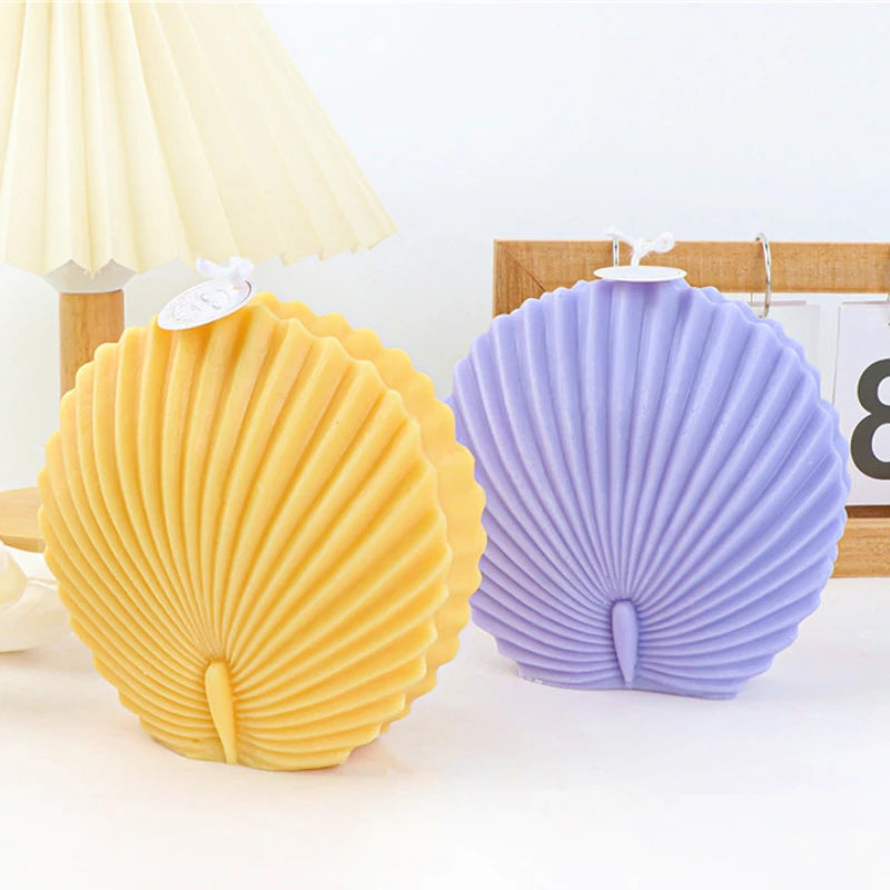 Large Geometric 3D Folding Fan Silicone Candle Mold Striped Origami Scallop Drip Glue Aromatherapy Soap Plaster Ice Cube Mould