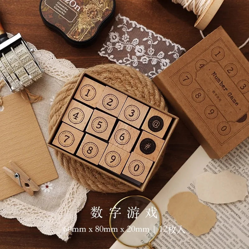 Cute Flower Week Day Moon Stamps For Scrapbooking DIY Journaling Card Deco Craft Supplies Hobby Girl Seal Wooden Stamping