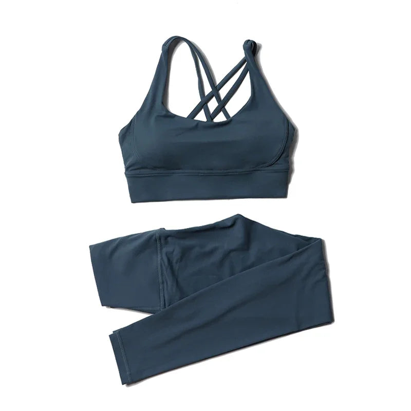 TRY TO BN Yoga Set Fitness Sports Bra Naked Leggings Women's Tracksuit Sportwear Breathable Workout Two Pieces Suit Gym Clothing