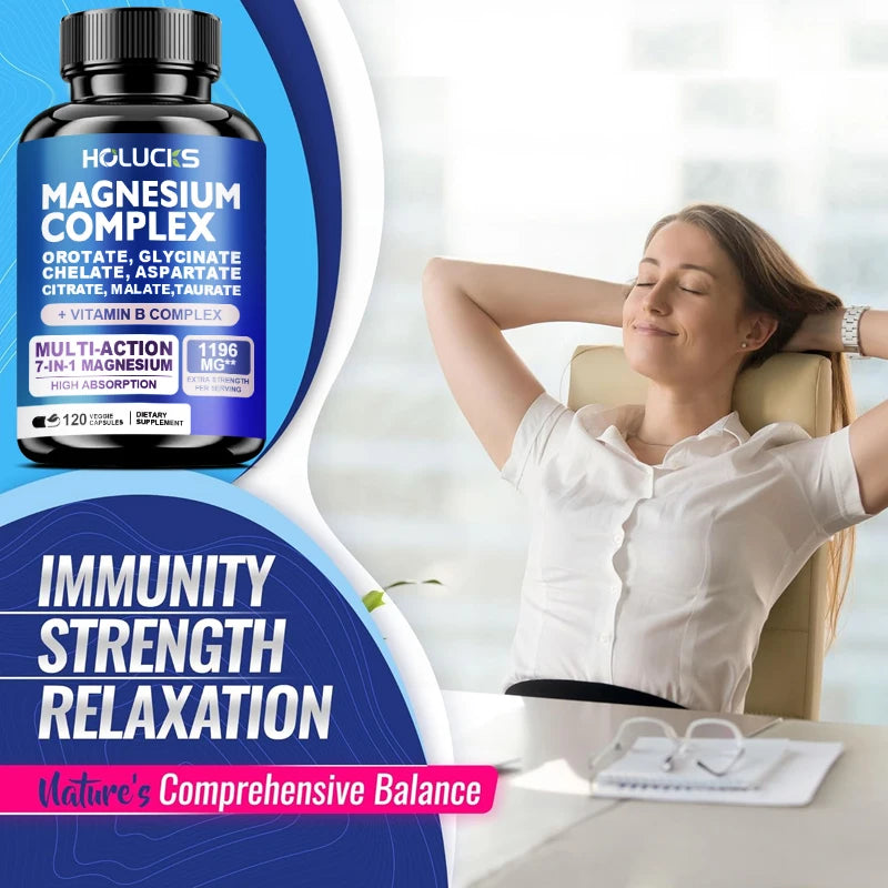 Magnesium Complex Supplements-Memory,Bone & Promotes Brain Health, Sleep Support,Muscle Relaxation,Stress & Anxiety Relief