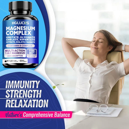Magnesium Complex Supplements-Memory,Bone & Promotes Brain Health, Sleep Support,Muscle Relaxation,Stress & Anxiety Relief