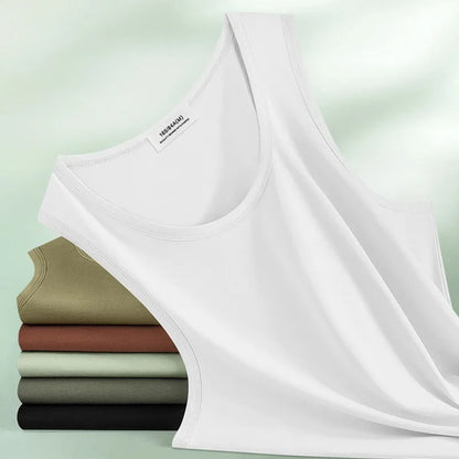 63% Cotton 24% Bamboo Fiber Tank Top Men Breathable Men's Summer Sleeveless T-shirt White Black Sports Fitness Tops Vest For Man