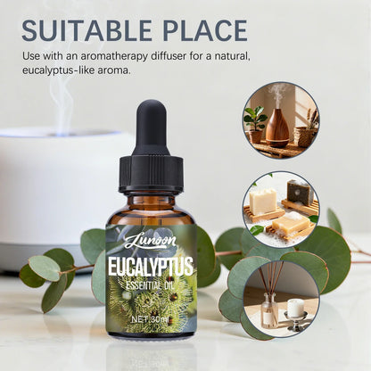 30ml Natural Eucalyptus Essential Oil for Aromatherapy Diffuser, Relieves Stress & Improves Sleep, for Home, Office, Yoga Room