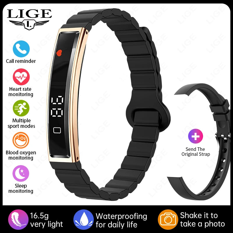 LIGE Smart Bracelet Heart Rate Blood Oxygen Health Monitor Pedometer Sports Fitness Tracker For Men Women Electronic Smartwatch