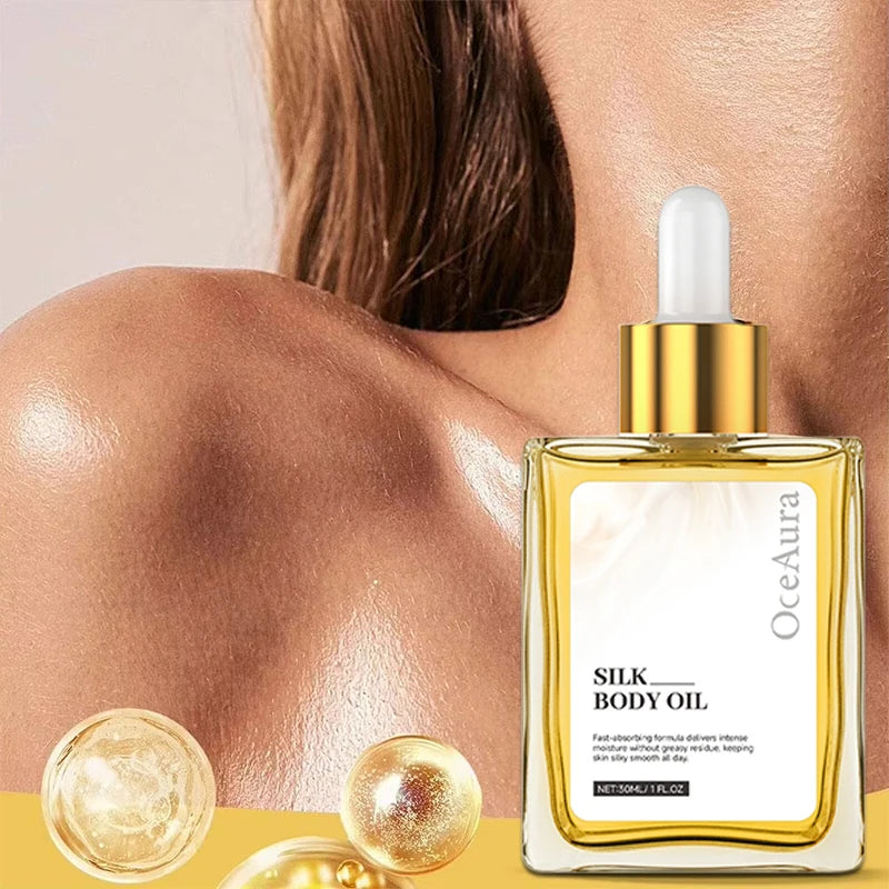 Deep Nourishing Silk Body Oil Soothing Repair Dry Skin Brightening Glow Non-greasy Fast Absorbing Hydrating Skin Care Oil