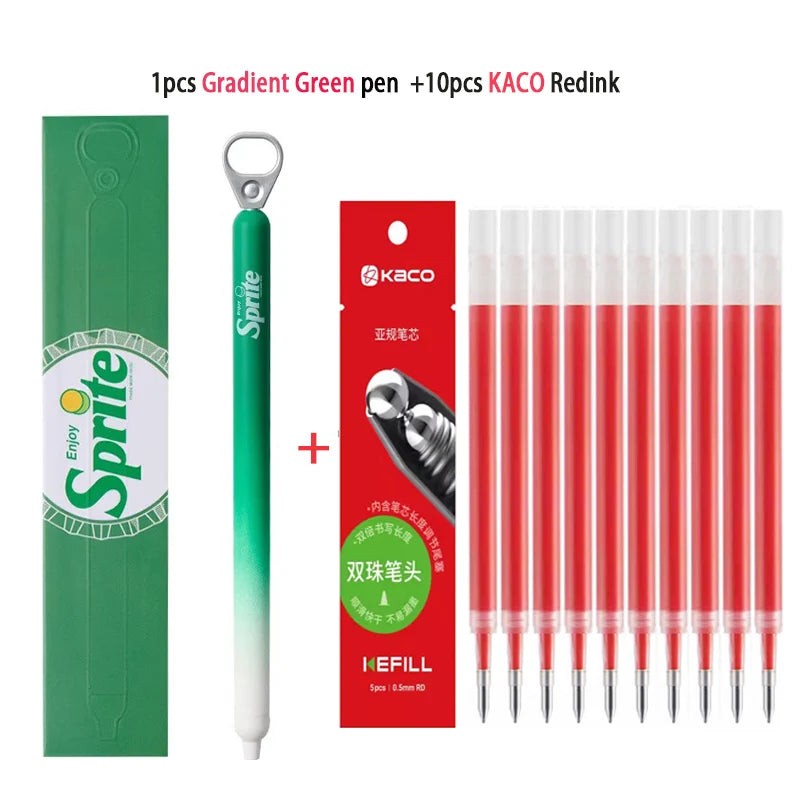 New KACO x Sprite Limited Edition Gel Pen,Dual Ball Pen Quick Drying Stylo 0.5mm Click Smooth Writing For School&Journaling