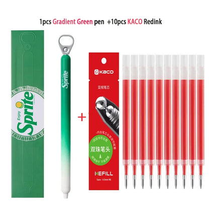 New KACO x Sprite Limited Edition Gel Pen,Dual Ball Pen Quick Drying Stylo 0.5mm Click Smooth Writing For School&Journaling
