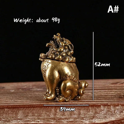 Antique Mythical Beast Figurines Small Incense Burner Retro Brass Hollow Incense Holder with Cover Home Decors Sandalwood Censer