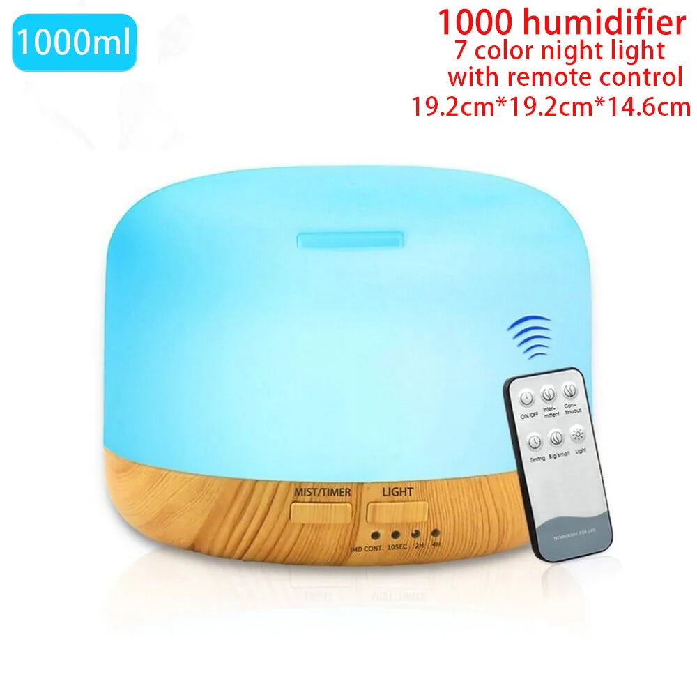 Aroma Essential Oil Diffuser Aromatherapy Ultrasonic Air Humidifier Automatically Remote Control Humidificador 300 500 1000ml
