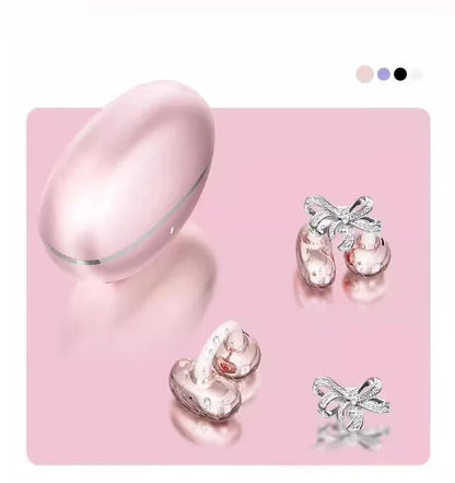 Vivo Clip-on Earbuds Wireless Bluetooth Open Ear Headphones with Detachable Crystal Bowknot Earrings For Sports Fitness Workouts