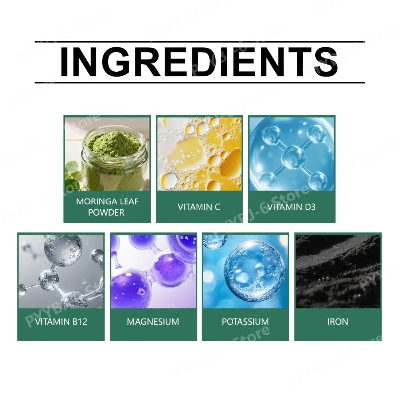 Superfood Moringa Gummies with Vitamin C D3 B12 Supports Immunity & Energy Rich in Antioxidants 60 Gummies Dietary Supplement