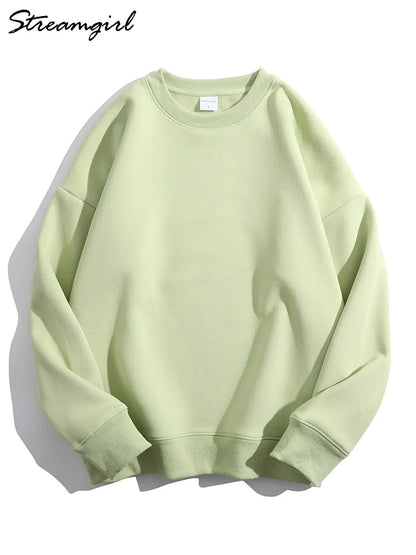 Soft Fleece Sweatshirt Women Sport Winter Clothes Warm Blue Round Neck Loose Pullovers Oversized Women Velvet Sweatshirt Black