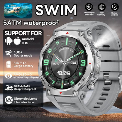 T-Rex 3 Ultra GPS Smart Watch 5ATM Waterproof Fitness Tracker 1.43-inch AMOLED Screen Military Sports Smartwatch Men