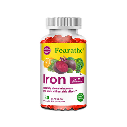 Iron and Vitamin C Supplement - Boosts Energy, Focus, and Immune Function, Supporting Red Blood Cells, Improve Immunity, Non-GMO