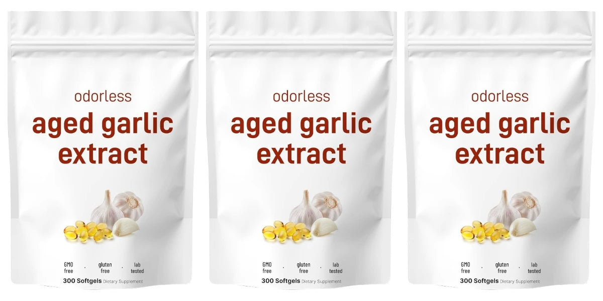 Odorless Garlic Oil Capsules 2 Years Aged Garlic Extract Natural Herbal Supplements Wirh Grown Allium Sativum Bulb 300 Softgels